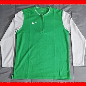 Nike Football Coaches 1/2 Zip size:M /Sleeve Mens Large Kelly Green Gray Dri Fit